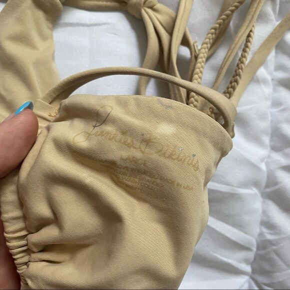 Frankie’s Bikinis Earth/Tan Mistos Stringy Triangle Triple Strap Bikini Top - Picture 5 of 7